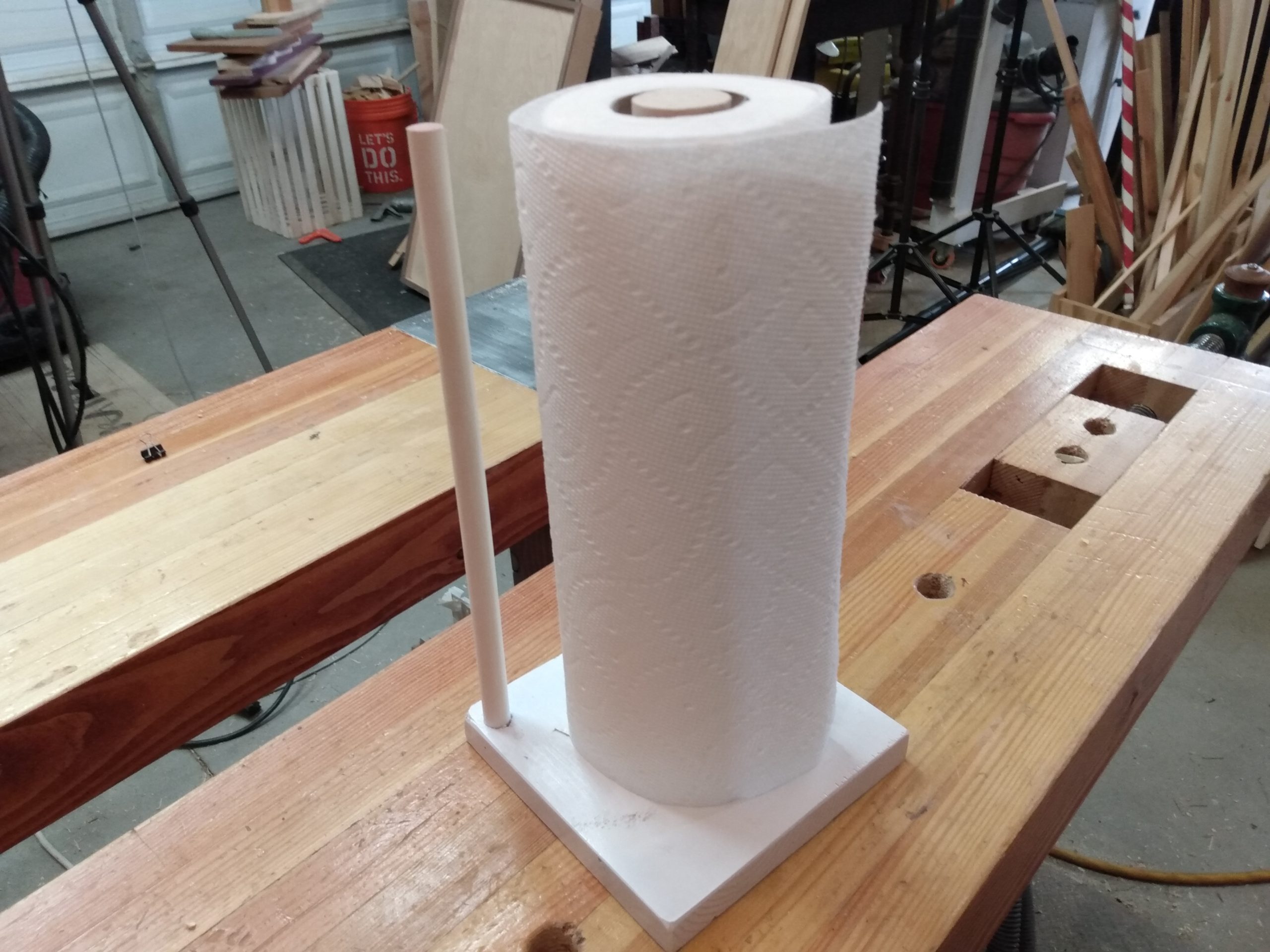 Easy to Make Farmhouse Style Paper Towel Holder.