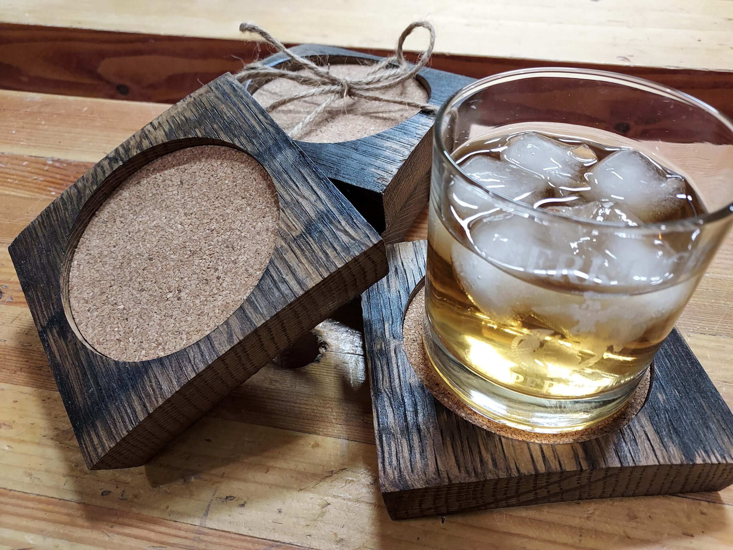 Completed Barrel Stave Coasters