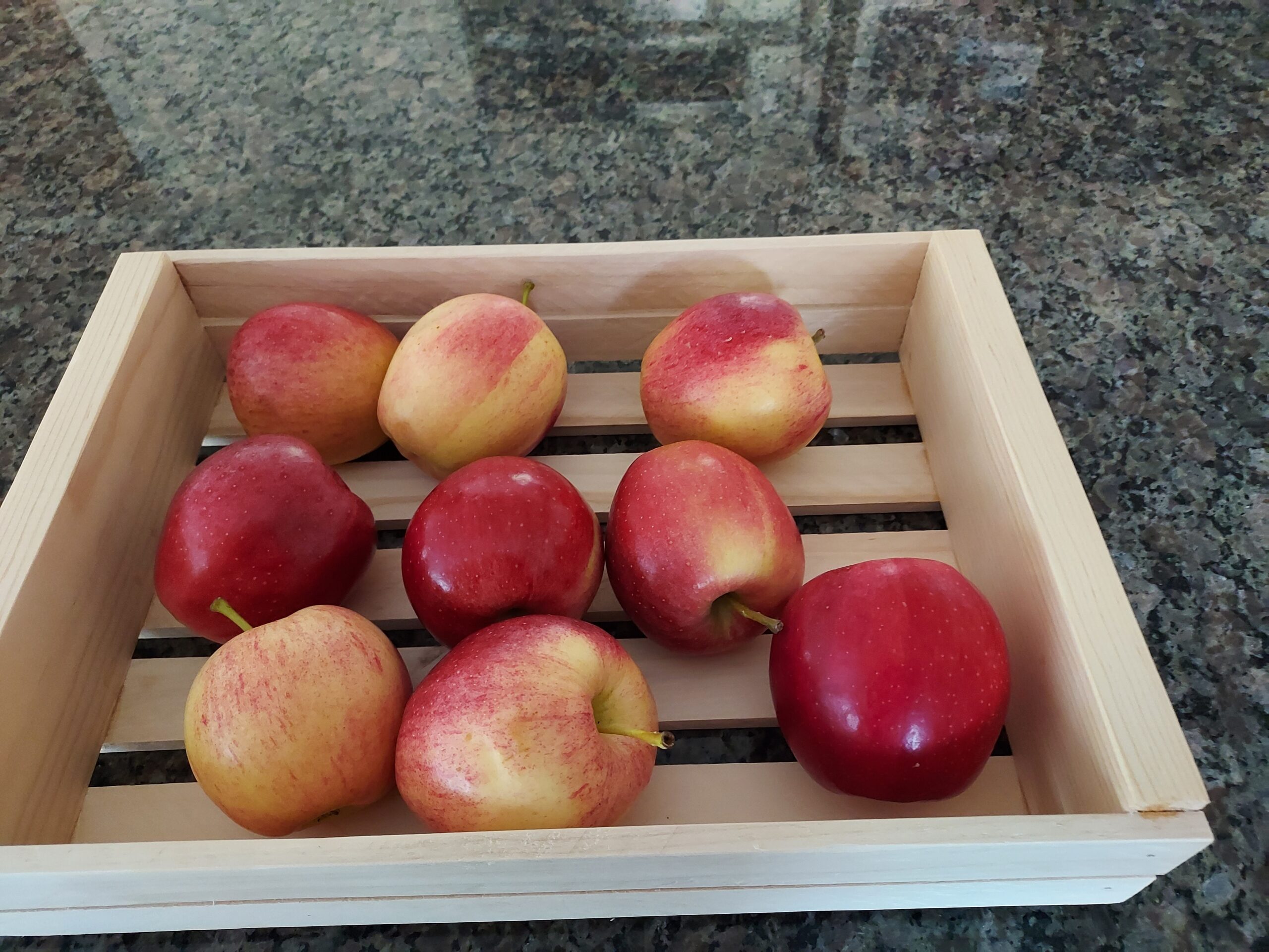 Apples in the counter for fruit crate
